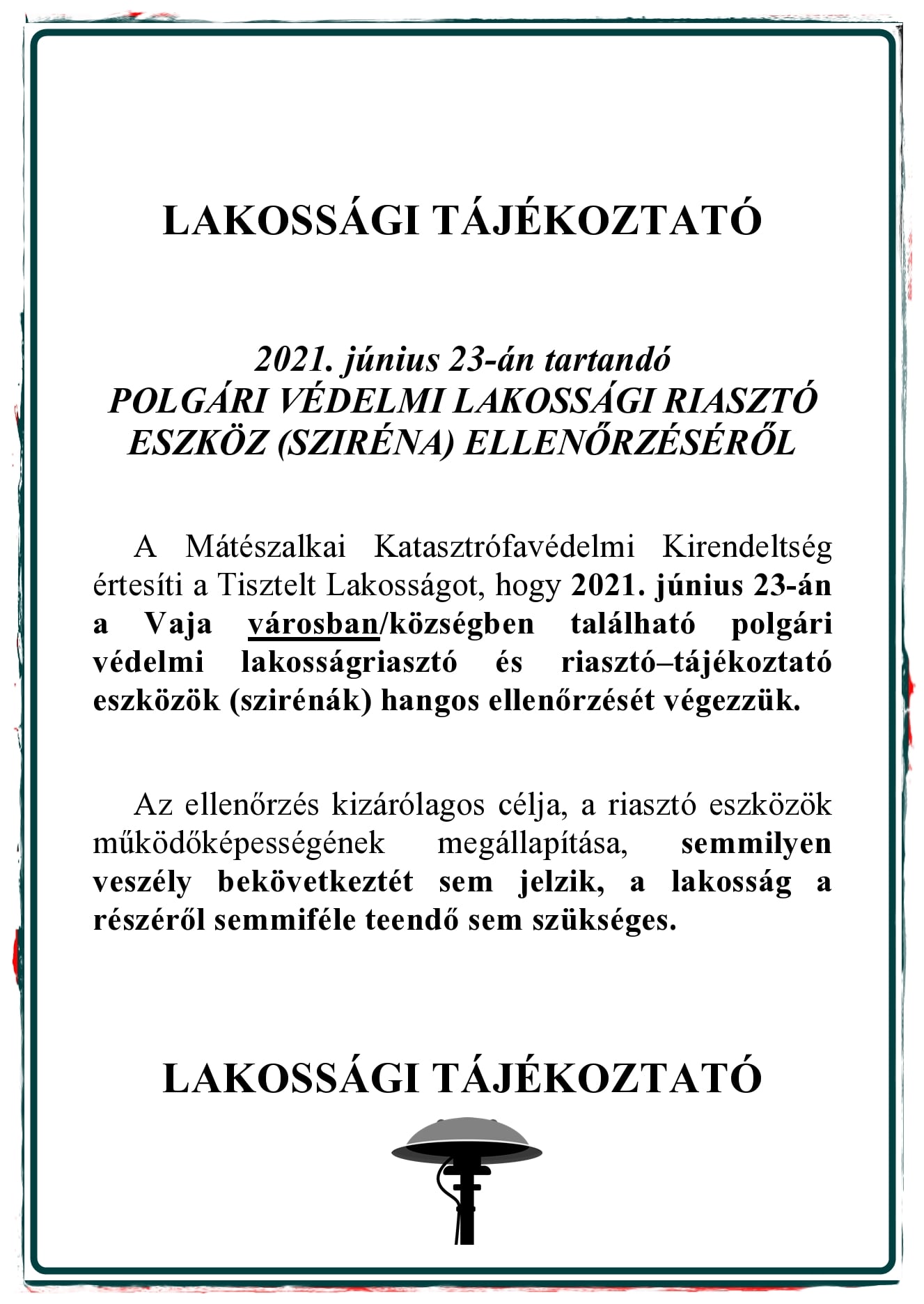 Lakossági Tájékoztató